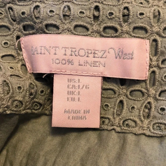 St. Tropez West 100% Linen Utility Style Button Front Jacket - Picture 6 of 8
